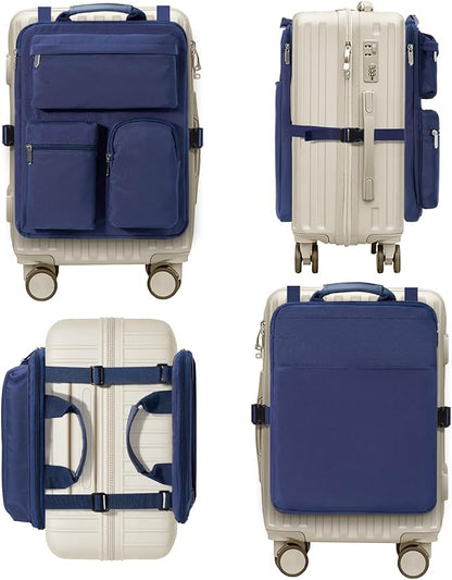 Over Luggage Organizer Bag for Suitcase with Multi Pockets, 16”Laptop Bag with Handle, Portable Travel Organizer Bags for Luggage with Adjustable Strap, Tote Carry Bag for Men Women(Navy Blue)