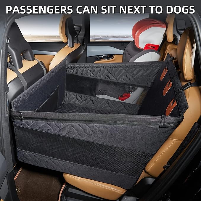 Large Dog Car Seat,Back Seat Extender for Dogs,Waterproof Medium Dog Seat Cover for Backseat, Pet Bed for Car Hammock(Black-L)