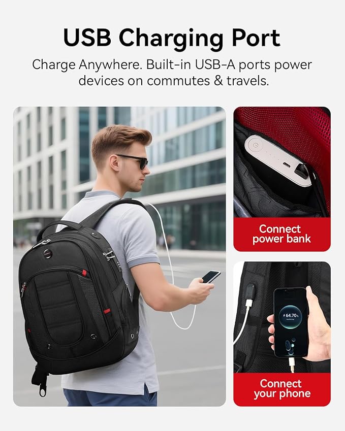CROSSGEAR Travel Laptop Backpack, Large Computer Business Backpack Fits 17.3 Inch Laptop, Multi-pocket, Breathable Padded, Water Resistant Casual Daypacks for Men Women