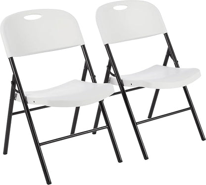 Amazon Basics Folding Plastic Chair, 350-Pound Capacity, White, 2-Pack