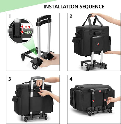 Trunab Rolling Teacher Bag with Expandable File Pocket and Detachable Trolley, Teacher Tote Bag with Wheels for up to 15.6 Inches Laptop (Patented Design) (Black)