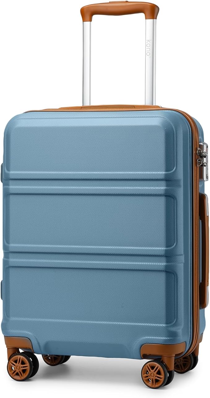 Kono 20'' Carry on Luggage with Spinner Wheel TSA Lock, Lightweight PC+ABS Hardside Luggage Durable Small Carry on Suitcase Apricot Blue