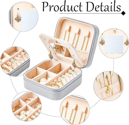 10 Pcs Travel Jewelry Case Bridesmaid Gift Boxes Jewelry Travel Organizer With Mirror Small Jewelry Box Mini Storage Organizer Box for Women Girls Earrings Rings Necklaces
