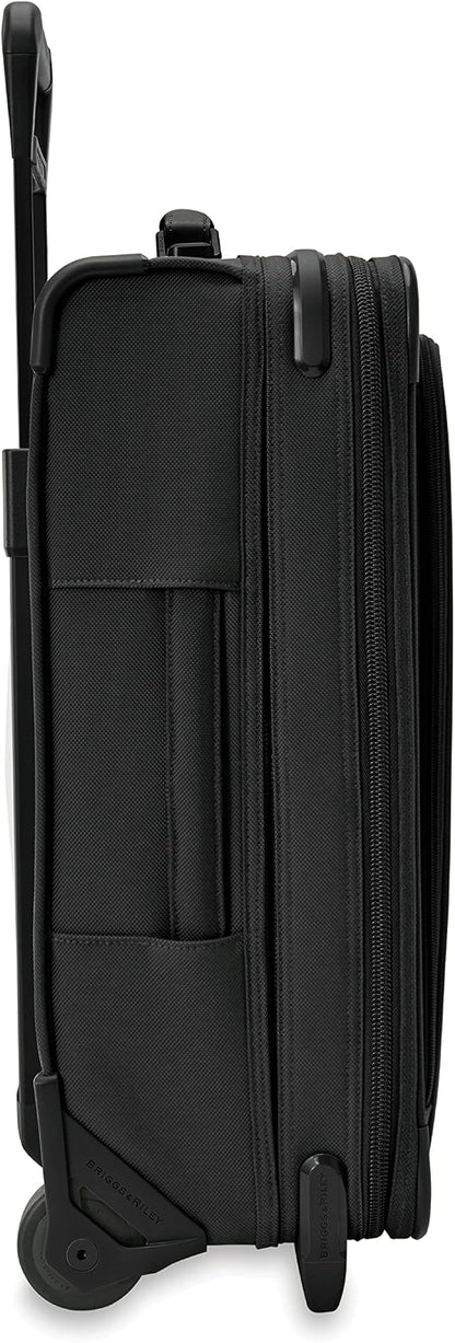 Briggs & Riley Essential 22" 2-Wheel Expandable Carry On - Luggage for Travel, Suitcases with Wheels, Softside Rolling Bag for Men & Women, Self-Repairing Zipper - Baseline Collection, Black