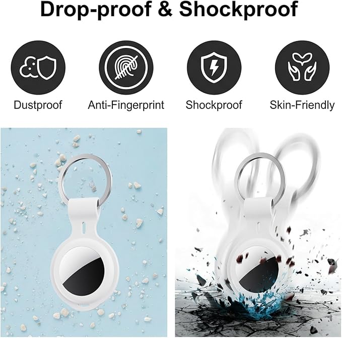 4 Pack Compatible with Apple AirTag Holder Case Keychain Car Accessories Thick Protective Ultra Thin GPS Tracker Finders with Silicone Soft Keyring for Air tagHolder Pet Tracking Key Luggage Bags Kids