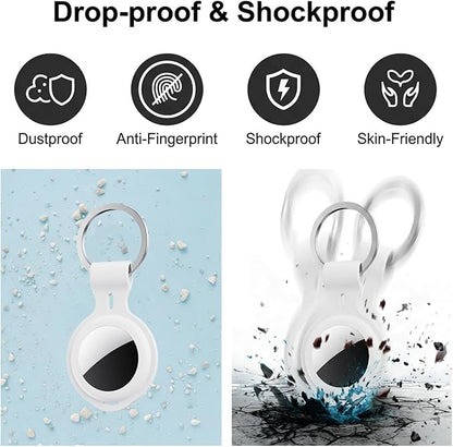4 Pack Compatible with Apple AirTag Holder Case Keychain Car Accessories Thick Protective Ultra Thin GPS Tracker Finders with Silicone Soft Keyring for Air tagHolder Pet Tracking Key Luggage Bags Kids
