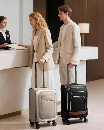 LOVEVOOK Carry on Luggage 22x14x9 Airline Approved, 22 Inch Large Rolling Suitcase with Garment Bag, Spinner Wheels & TSA Lock, 49L Softside Lightweight Underseat Carry-on Luggage for Men Women Travel