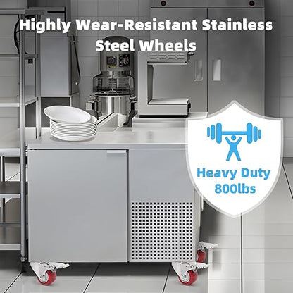 W B D WEIBIDA 2 Inch Stainless Steel Caster Wheels with Brake,Rust-Proof 304 Casters Set of 4,Anti-Corrosion Industrial Castor for Furniture,Labs,Hospitals,Restaurants, Toolbox