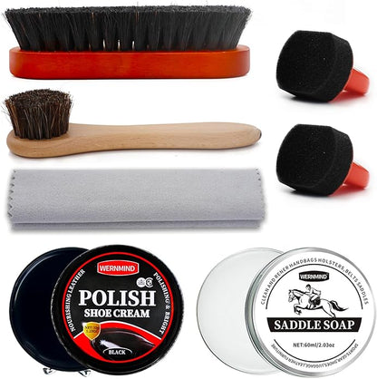 Black Brown Shoe Polish Kit Saddle Soap Mink Oil Leather Boot Shoe Shine Kit Conditioner Cream Wax Care Clearner Set