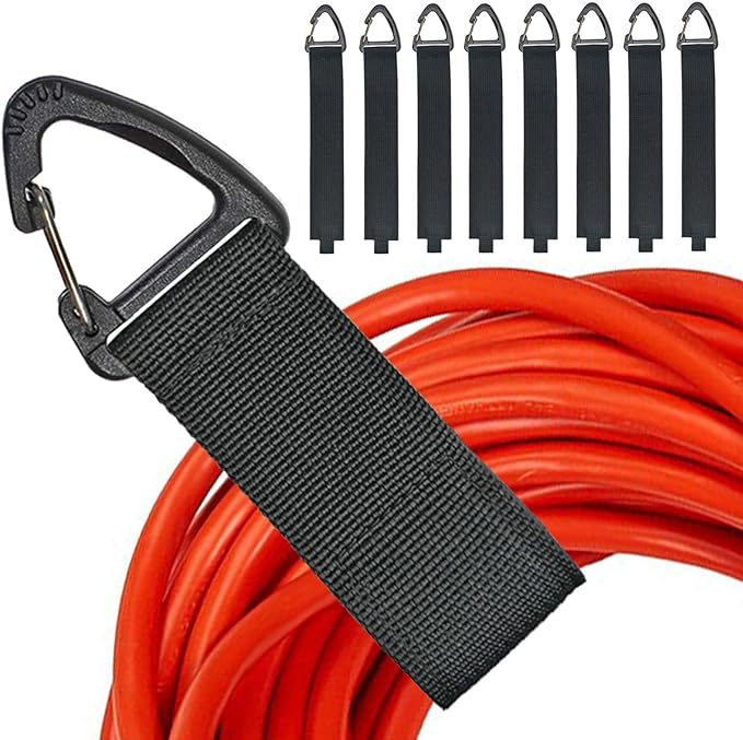 Extension Cord Organizer(8 Pack), Garage Organization and Storage, 16-Inch(Unfolded) Heavy Duty Storage Strap for Extension Cord Within 100ft or Hoses Within 35ft, with Triangle Buckle for Hanging