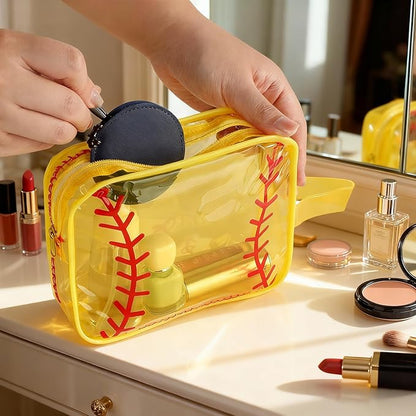 12 PCS Softball Cosmetic Bags Softball Gift Accessories Bags Goodie Snack Makeup Pouch Bag Waterproof Clear PVC Travel Bag with Zipper for Girls Valentine Team Gifts Player Sport Party Favors
