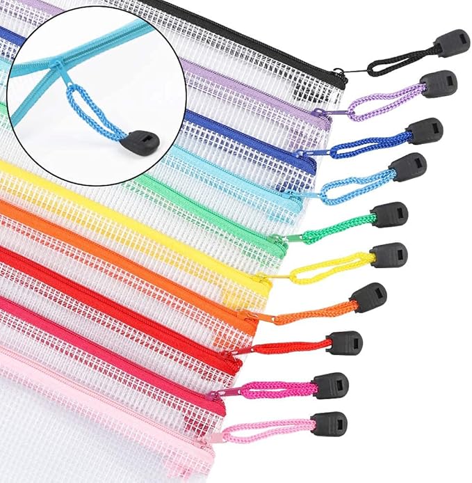 EOOUT Pencil Pouches 20pcs 9.5x4.5 Inches Small Mesh Zipper Pouch in 10 Colors for Travel Storage Cosmetics and Office Supplies Storage