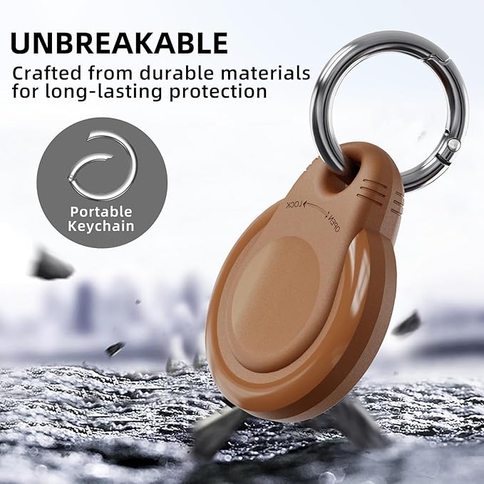 Waterproof Holder for AirTag Keychain Lock Case for Apple AirTags Keyring Durable Lightweight Cover for AirTag for Keys Kids Luggage Backpacks Pet Collar Black Coffe 4Pack