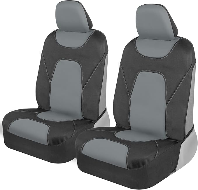 Motor Trend AquaShield Waterproof Front Seat Covers, Gray Seat Covers for Cars – Neoprene Front Car Seats Cover, SUV Seat Covers Protector - Car Interior Cover for Auto, Trucks, & Dog Owners