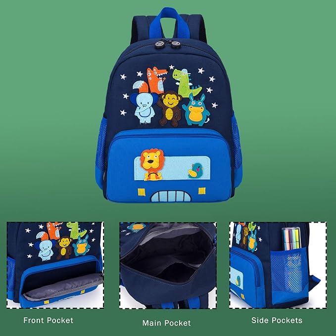 willikiva Cute Zoo Little 3d Backpack Kids Backpack for Boys and Girls Toddler Backpack Waterproof Preschool Safety Harness Leash (Blue Small Size,Age 1-2)