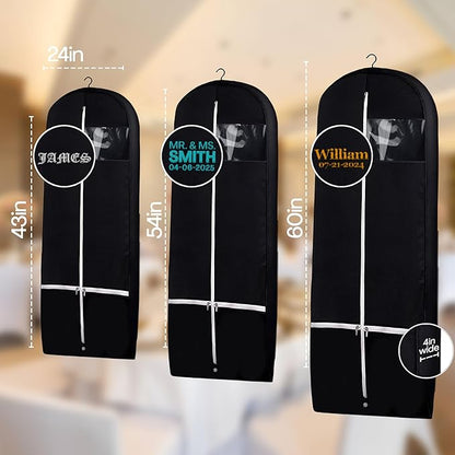 Personalized Garment bag for Groom Tuxedo - Embroidered Name Breathable Black Bag for Groomsmen with 2 Pockets for Hanging Clothes - Ideal for Groom Attire- Custom Suit Cover Bag with Carry Handles