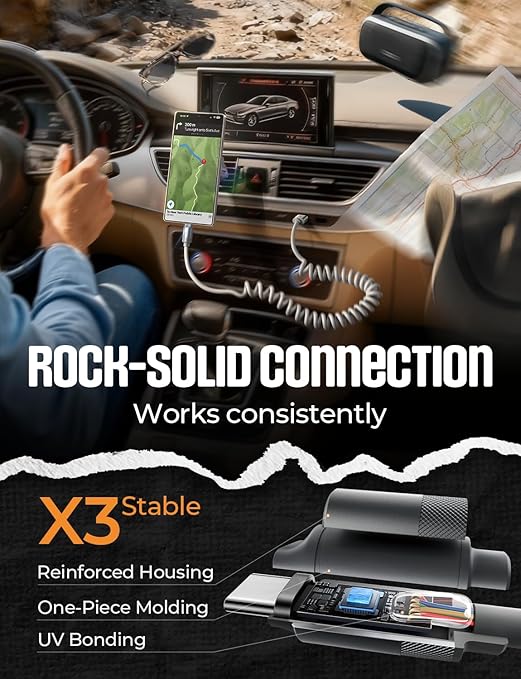 LISEN Coiled USB C Cable, 2 Pack for Android Auto & CarPlay Cable, Short USB A to USB C Cable Compatible with iPhone 17/16/15, Samsung Galaxy S25/S24/S23 A15/A14, Google Pixel 9/8, Space Gray 4FT