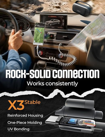 LISEN Coiled USB C Cable, 2 Pack for Android Auto & CarPlay Cable, Short USB A to USB C Cable Compatible with iPhone 17/16/15, Samsung Galaxy S25/S24/S23 A15/A14, Google Pixel 9/8, Space Gray 4FT