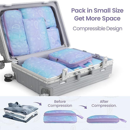 Cambond Compression Packing Cubes for Travel Women - Expandable Travel Bags Luggage Organizers Travel Essentials Compression Cubes for Travel Carry on Suitcases Organizer
