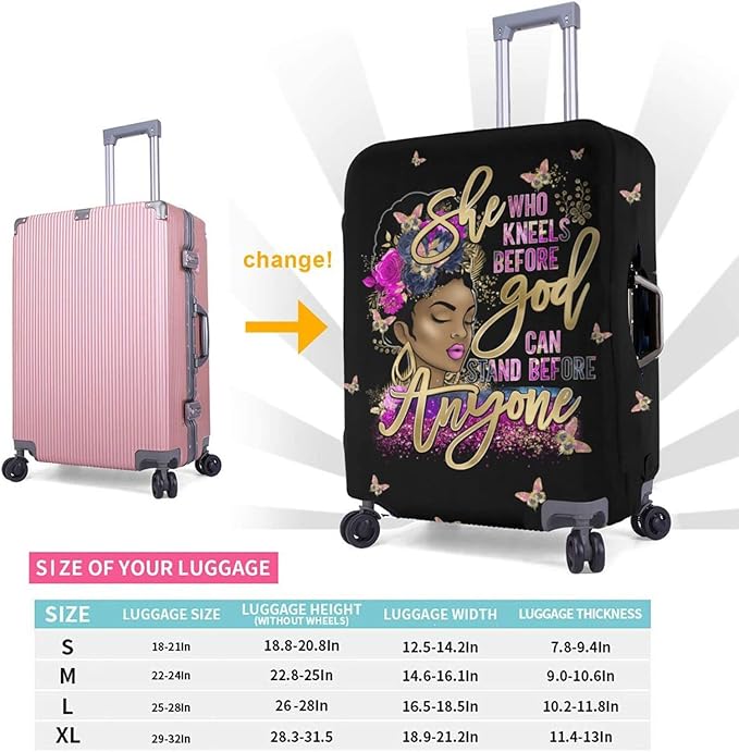 Travel Suitcase Protector Light skin african american Elastic Protective Washable Luggage Cover With Concealed Zipper Suitable For 18-32 Inch(M (for 22--24 inch luggage))