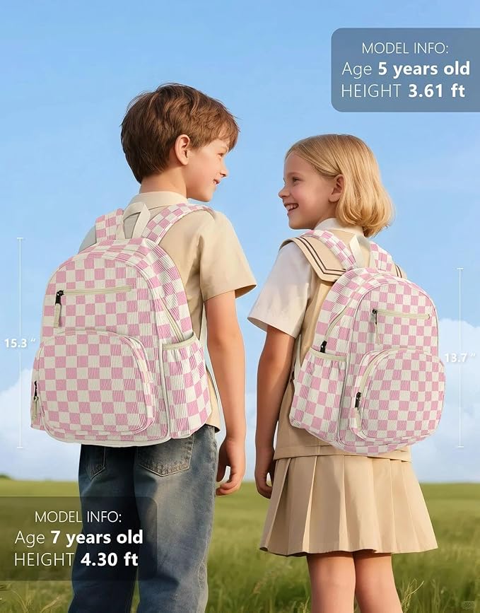 Corduroy Kids Backpack for Girls, Girls Backpack 5-9, Kindergarten Elementary School Bookbag for Girl 15.3" H Fit Folder