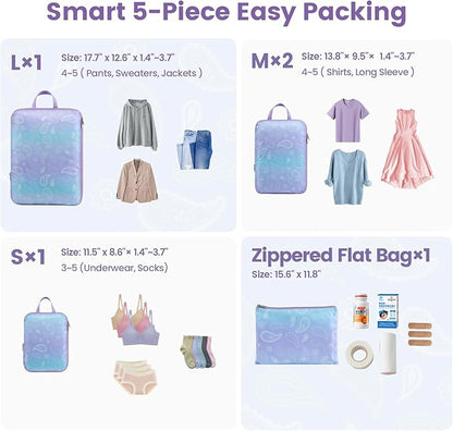 Cambond Compression Packing Cubes for Travel Women - Expandable Travel Bags Luggage Organizers Travel Essentials Compression Cubes for Travel Carry on Suitcases Organizer
