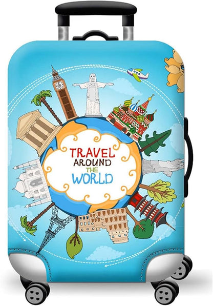 WUJIAONIAO Travel Luggage Cover Baggage Suitcase Cover Protector Skins 18-32 Inch (ocean, M (for 22-24 inch luggage))