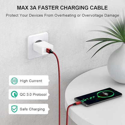 etguuds USB to USB C Cable 2ft, 2-Pack USB A to Type C Charger Cord Fast Charging for Samsung Galaxy A17 A16 A15 A26 A36 A56, S25 S24 S23 S22 S21 S20 S10 Note 20, for iPhone 17 16 15, Moto, Red