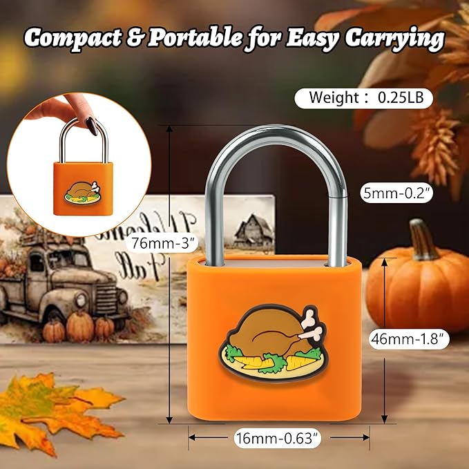 UMIKSMART Padlock, Keyless Fingerprint Padlock with USB Charging, Gym Lockers, School Lockers, Luggage, Storage Boxes, Cabinets, Backpack, Thanksgiving Gifts (Maple Leaf Orange)