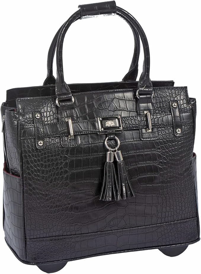 JKM & Company Rolling Laptop Bag for Women | Designer Wheeled Briefcase | Fits 13-17" Laptops | Office Travel Computer Case