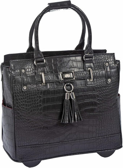 JKM & Company Rolling Laptop Bag for Women | Designer Wheeled Briefcase | Fits 13-17" Laptops | Office Travel Computer Case