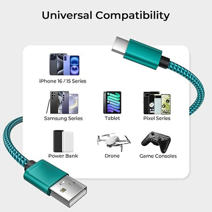 Basesailor USB Type C Charger Cable 6.6FT 2 Pack,Nylon Charging Power Cord for Samsung Galaxy S10 S23 S20 S21 S22,Moto Z3 Z4 G7 G8 G9 Play Power G Pro Fast Stylus,Motorola Razr Edge One 5G,Steam Deck