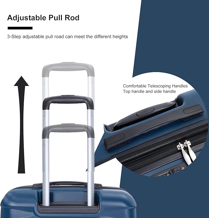 Luggage sets 5 Piece Expandable Hardside Suitcase Set with Spinner Wheels, Lightweight PC Travel Luggage set with TSA Lock（21/25/29, Dark Blue