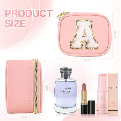 dadop Mini Initial Makeup Bag With Led Mirror With Lights Gifts For Women Girls, Small Makeup Box For Travel, Mini Cosmetic Bag Make Up Personalized Bags Birthday Christmas Gifts For Women (Y)