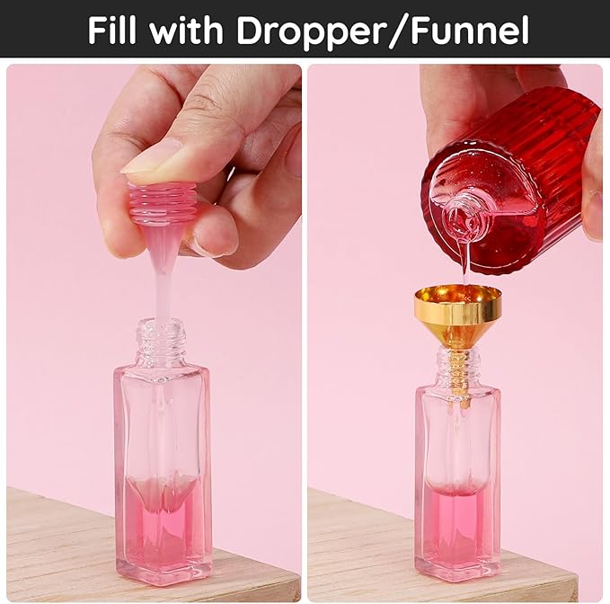 Segbeauty 8pcs 5ml DIY Perfume Making Kit, Plastic Pink Green Tiny Perfume Funnel Dispenser Transfer Pump Tool Set 0.17oz, Decants for Perfumes Refill Kit Supplies for Travel Cologne Spray Bottle