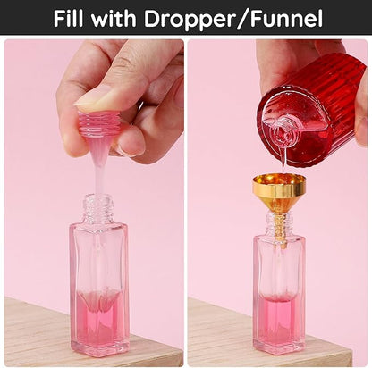 Segbeauty 8pcs 5ml DIY Perfume Making Kit, Plastic Pink Green Tiny Perfume Funnel Dispenser Transfer Pump Tool Set 0.17oz, Decants for Perfumes Refill Kit Supplies for Travel Cologne Spray Bottle