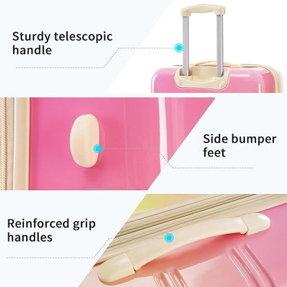 Hardshell Luggage Sets 3 Piece Gradient Color Expandable Suitcase with Spinner Wheels and TSA Lock