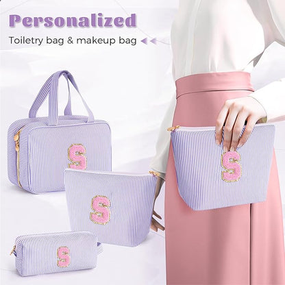Sister Daughter Gifts | Birthday Gifts for 3 4 5 6 7 8 9 10 11 12 13 Year Old Girls | Monogram Toiletry Organizer Makeup Bag | Makeup Pouch | Stocking Stuffers for Teen Girls - Lavender S