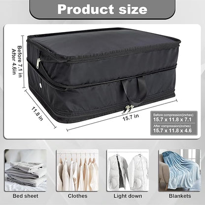 Extra Large Compression Packing Cubes for Travel Essentials, 2 Pack Expandable Travel Cubes for Packing Bags Suitcase Organizer, Black