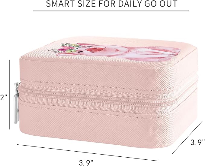 MAYCARI Jewelry Box with Cute Pink Pig Pattern Design, PU Leather Jewelry Travel Organizer Case-Rings/Earrings/Necklace Storage Box for Women Birthday Mom Friends Her Bridesmaids Girls s