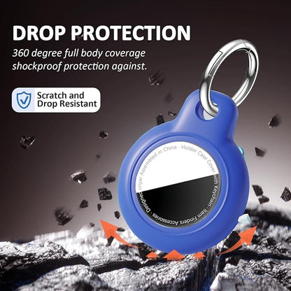 [4 Pack] Waterproof for Airtag Holder Keychain with Full Wrap Design, Hard PC for Air Tag Case, Scratchproof for Airtags for GPS Item Finder Tracker Luggage, Bag,Key-Black/Blue/Pink/Rose Red