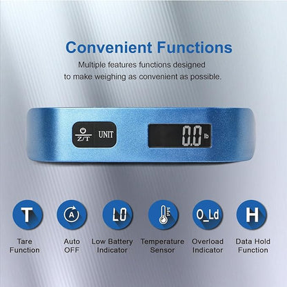 travel inspira Luggage Scale, Portable Digital Hanging Baggage Scale for Travel, Suitcase Weight Scale with Rubber Paint, 110 Pounds, Battery Included