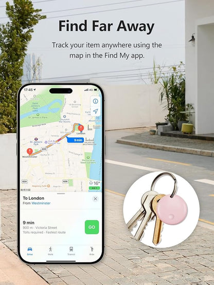 Tracker Tags, Item Finder Work with Apple Find My (iOS Only), Tracking Device Locator Smart Tag for Luggage, Keys, Wallet, Bike, Bags (Pink, 1 Pack)