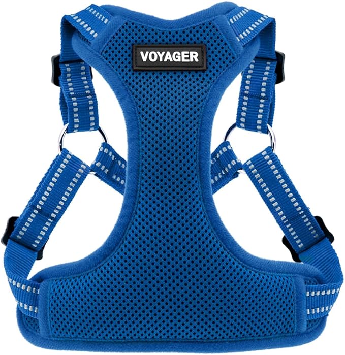 Best Pet Supplies Voyager Mesh Dog Breathable Harness Reflective Stitching, All Weather Adjustable for Walking Training, or Running - Heavy Duty & Durable, Harness (Royal Blue), S