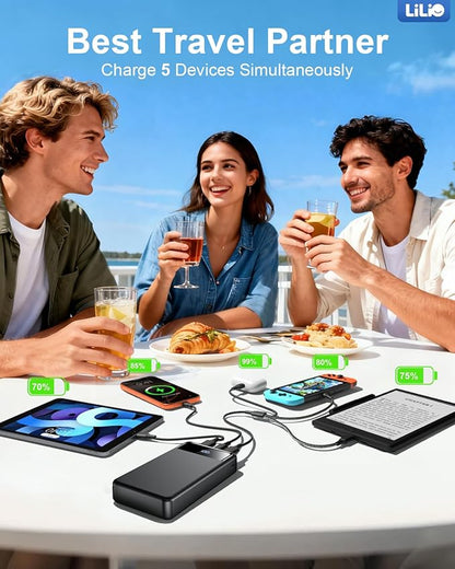 Portable Charger Power Bank，60,000mAh Battery Pack, 22.5W Power Bank Fast Charging with USB Cable, Phone Charger for iPhone 17/16/15/14/13 All Series/Samsung/Android, Camping Essentials, Black