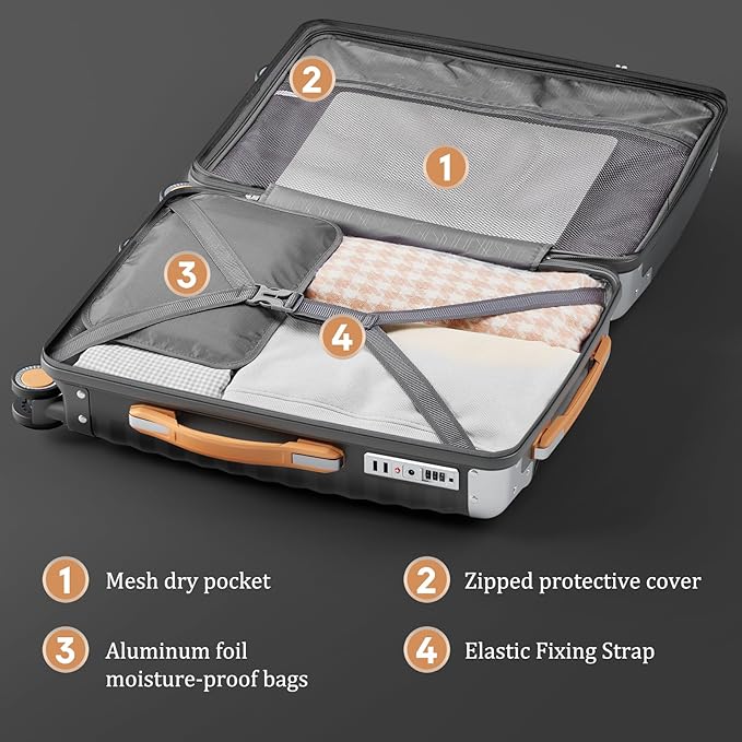 Joyway Carry On Luggage, 20 IN Suitcase Hardside Checked with TSA Lock (Gray, 20'')