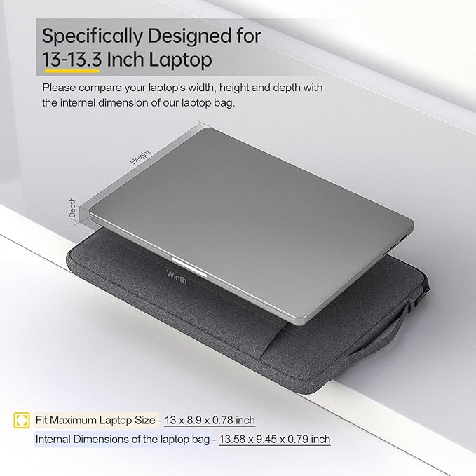 13.3 Inch Laptop Sleeve for HP ProBook 13.3/EliteBook 830, Dell Latitude 5300, ASUS Acer Lenovo 13 inch Notebook Computer Case Bag, Space Grey