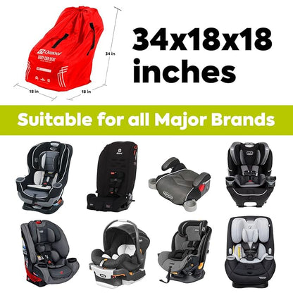 Infant Car Seat Travel Bag for Airplane - Durable Gate Check Bag for Car Seats that fits easily on Convertible Car Seats, Infant Carriers & Booster Seats (Hand Carry Bag, Red)