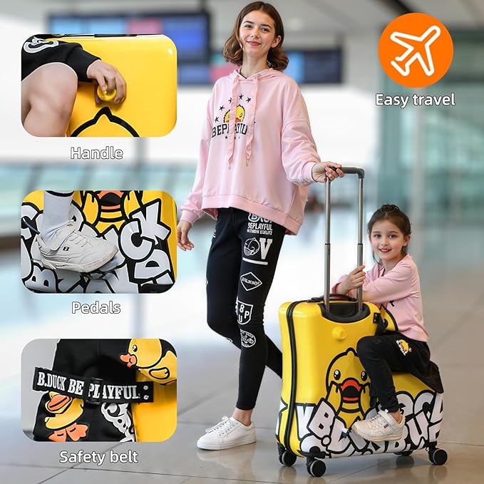 Kids Ride-On Suitcase 20", Toddler Luggage with Wheels - Cute Design, Safe for Little Ones, Ideal Birthday Gift for Children