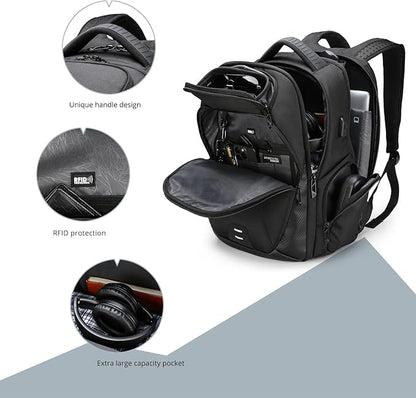 Swissdigital Design Men's Laptop Backpack for College and Business Travel with Integrated USB Charging Port and RFID Protection Fits Laptops up to 15.6 Inch, Black | SD1695-01